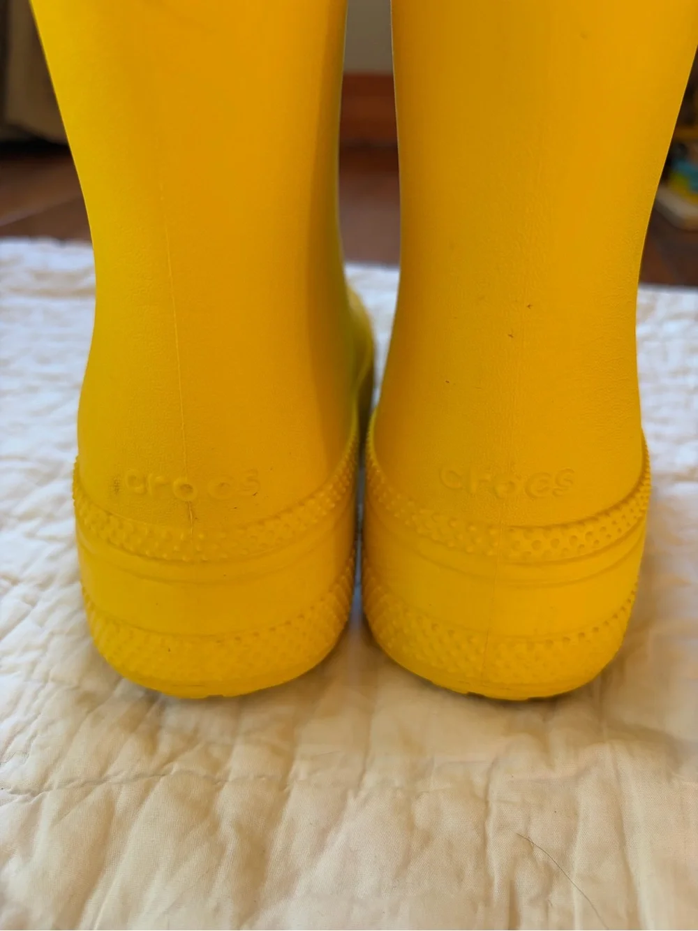 Kids Yellow Waterproof Crocs Rain Boots